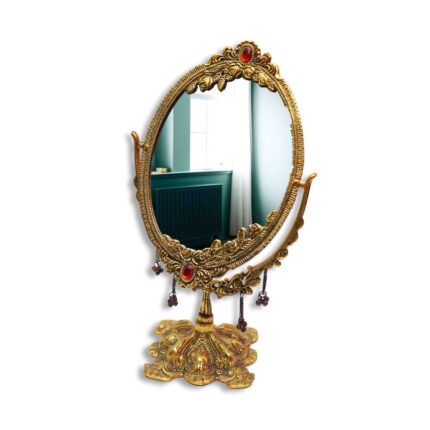 Antique Brass Mirror with Stand