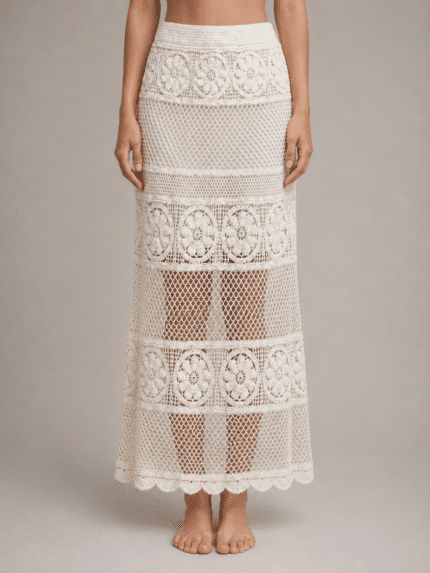Women’s Handmade Crochet Midi Skirt | Premium Open Knit Lace Skirt